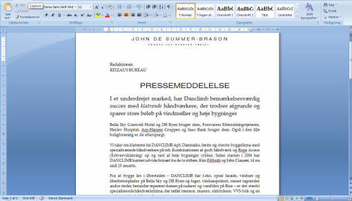 Pressemeddelelse Business for Danclimb ApS